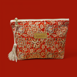 Trousse « Indira » rouge et écru